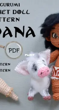 Paprika Crochet Dolls - Maria Gavrilova - Moana Doll, shell and piglet