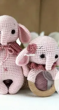 Vinera Eyer - Crochet Street - Vinera Kapustkina / Oxana - Bundle Elephant Toy and Elephant Rattle