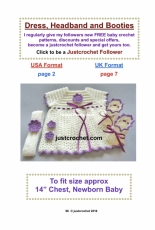 Just Crochet - Heather Davidson - FJC98 Dress Headband and Booties - Free