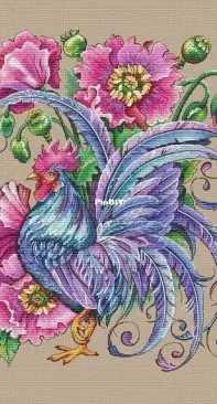 Magic Stitch - Cockerel in poppies  by Nadezhda Nagornaya XSD