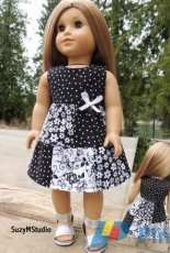 SuzyMStudio-Spring Patchwork Dress And Top for 18"inch Doll