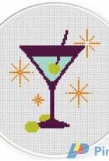 Daily Cross Stitch - Retro Martini