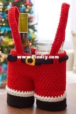 Red Heart- Lorna Miser - LW5736 - Santa Pants Gift Holder - Free
