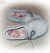 Crochet-Knit White Slipper-Clogs