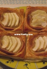 Apple and marzipan puff pastry tart