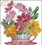 The Vermillion Stitchery 2011 Teacup Posies - October - Cosmos XSD
