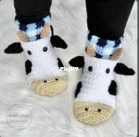 Sylvees Crochet - Cow Slippers ADULT size