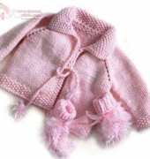 Pretty in Pink Knit Jacket and Booties by Lion Brand Yarn  - Free