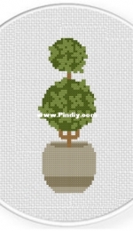 Daily Cross Stitch - Round Topiary Tree