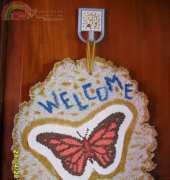 WELCOME - Apllying cross stitch on recycled paper