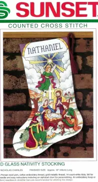 Dimensions Sunset 18343 Stained Glass Nativity Stocking XSD