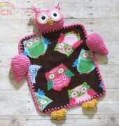 Repeat Crafter Me - Crochet Owl Lovey Blanket by Sarah Zimmerman - Free