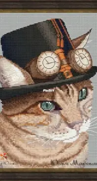 Steampunk Cat Cross Stitch Pattern