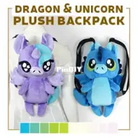 Sew Desu Ne? - Choly Knight - Chibi Dragon and Unicorn Plush Backpack - Machine Embroidery Files - Free