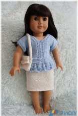 Purl Knit Designs-13 Knit Top, Skirt and Purse for American Doll by Linda Kulybanycz