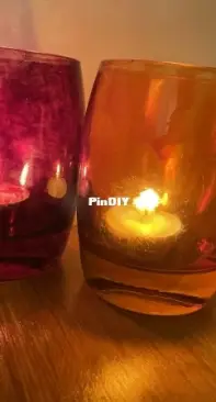 Upcycled glasses into tealight holders!