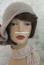 Kallie Designs - Rebecca-Flapper Style Hat With Pleats And Bow Trim