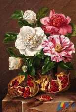 EstE 118 Still Life Study Of Camellias And Pomegranates