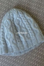 Kerr slouchy cabled hat in ice blue