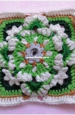 Crochet Afghan Square - Snowdrops and Butterflies