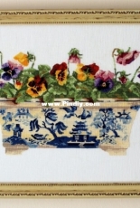 Semco Cross Stitch  Pansies in an Oriental Planter by Wendy Wooden