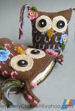 Cherry Berry Crochet - Taisija Katane - Owl Bag or Toy Crochet Pattern