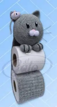 El gato estambre -  Toilet Paper Holder kitty with mouse - Porta rollo gatito con raton - Spanish - Free