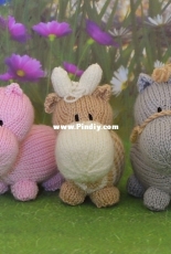Minature Cow Horse and Hippo by Knitting by Post