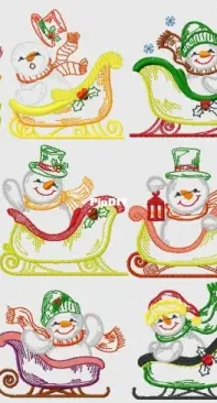 ATW- Multiline Snowmen - Machine Embroidery