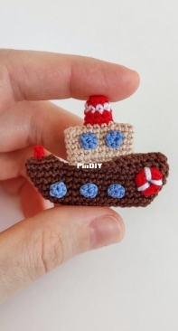 Crochet Pattern By Lily - moi prelesti - Liliya Sharipova - Steam boat brooch  - Russian