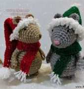 Amigurumi to go- Sharon Ojala- Mice and Christmas Hat and Scarf- Free
