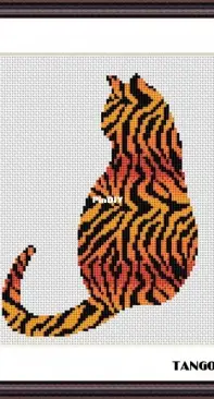 Tango Stitch - Tiger print cat cross stitch pattern
