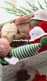 RNata - Natalia Ruzanova - Christmas Decoration - Bird, Tree, Pine Cone, Acorn, Star and Mushroom