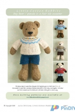 Bear Boy/Panda in a Fair Isle Sweater by Julie Williams - Little Cotton Rabbits