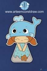 Arte em Corel Draw - Menina Baleia / Whale Girl Felt Pattern - Portuguese - Free