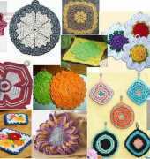 Flower Potholders - Flower Edged, Flower Hot Pad, Green Flower,  Petal, Rose Ripple, Shamrock,  Single Flower,  Sunflower