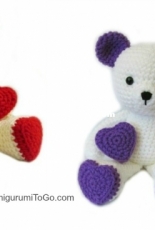 Amigurumi to go - Sharon Ojala -Valentine Teddy Bear with heart shaped feet - Free
