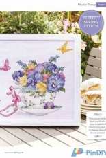 Pansies Teacup by Claire Comerford from The World of Cross Stitching TWOCS 252 XSD
