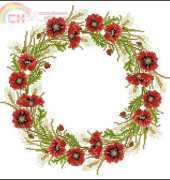 Poppies and Wheat Pillow from Wild Flowers in Cross Stitch by Jane Iles