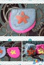 my work headband with loom flower and coin purses