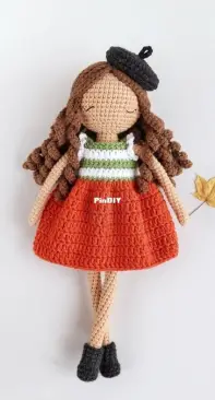 ToysCrochetStudio - Olya Dziashkouskaya - Doll in pumpkin outfit