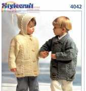 Stylecraft 4042 -  Childrens Aran Duffle Coats