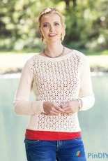 Fleurette Lace Pullover by Universal Yarn - Free