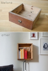 Turn an old drawer into a bedside table