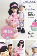 Cristiane Debora - the confectioner and the cook - A Confeteira e o Cozinheiro - Feltro - Portuguese