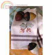 Bird Brain - Autumn Acorns Tea Towel