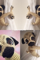 Nice and Cosee - Victoria McDermott - Pug puppy curtain tie back
