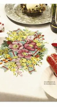 Festive Florals - Table Runner By Carol Thornton from Cross Stitch Gold 106