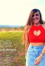 Crochet crop top halter pattern - heart cut out - Amor