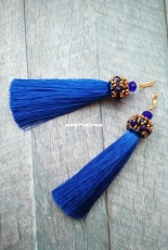 Royal blue earrings with tassels